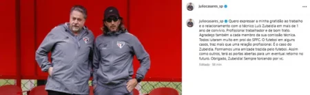 Despedida do presidente do São Paulo a Zubeldía: "Um retorno é possível"