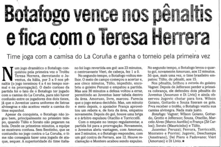 Botafogo: Conquistas contra a Juventus de Deschamps e Del Piero em duelos europeus