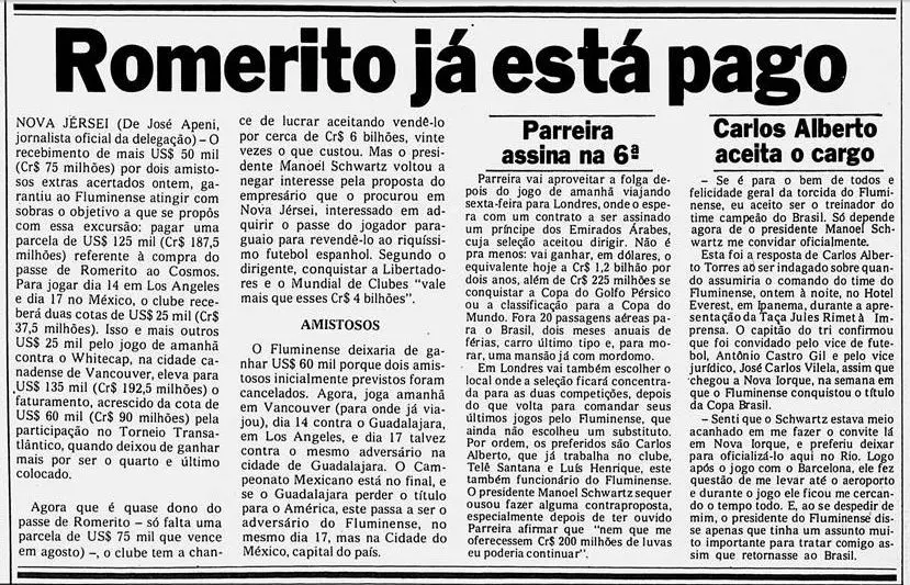 Maradona e a Ressaca que Quase Roubaram Romerito do Fluminense