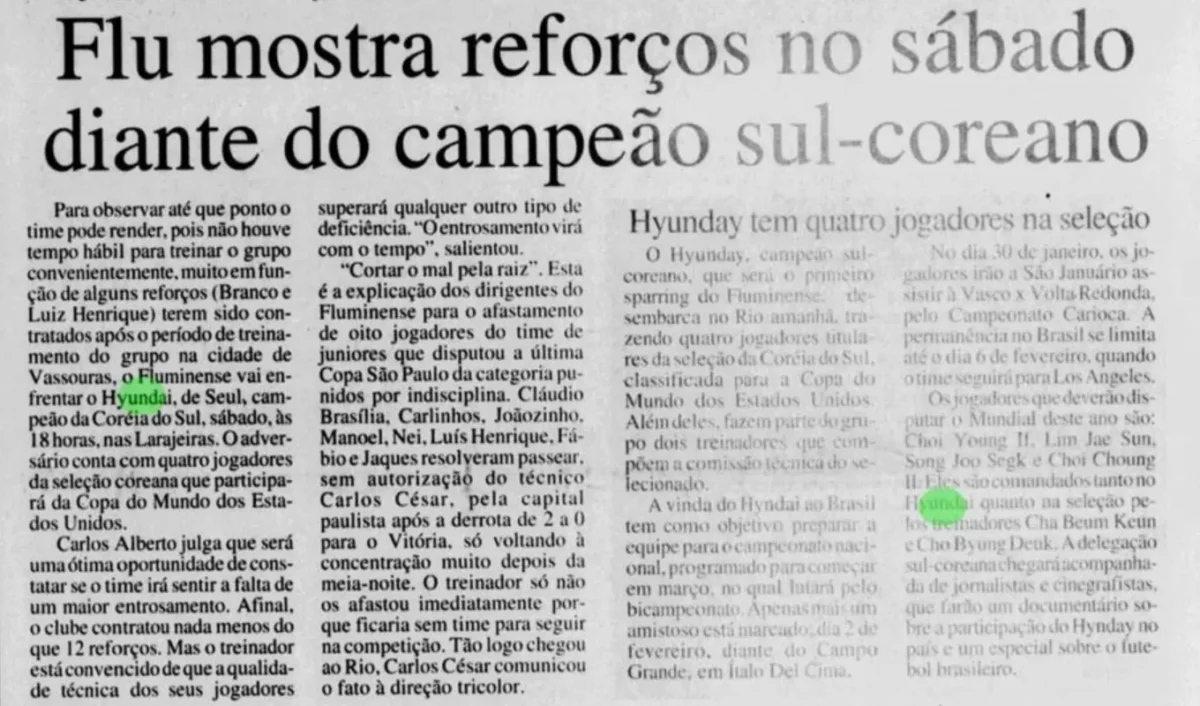 Ulsan: A Ajuda Sul-Coreana ao Fluminense na Conquista do Carioca do Gol de Barriga e a Despedida de Wright