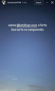 "Roberto Mancini se manifesta em apoio ao Botafogo"