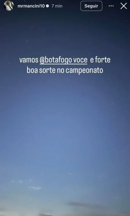 "Roberto Mancini se manifesta em apoio ao Botafogo"