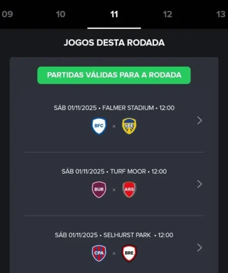 Cartola Internacional: rodada #11 com novo horário de fechamento do mercado