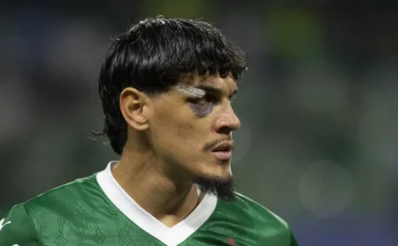 Gustavo Gómez, do Palmeiras, se exalta e se envolve em confusão durante EUA x Paraguai Gustavo Gómez, do Palmeiras, se exalta e se envolve em confusão durante EUA x Paraguai