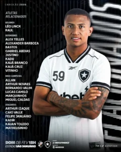 Botafogo relaciona apenas sete jogadores para o confronto com o Vasco; confira a lista
