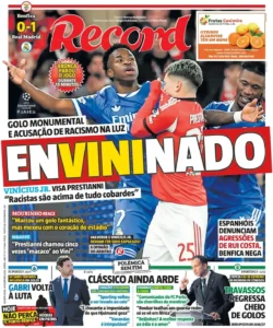 Imprensa internacional exalta gol de Vini Jr. e denuncia racismo em vitória do Real Madrid
