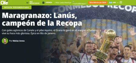 Maragranazo: título do Lanús sobre o Flamengo ganha destaque na imprensa argentina "Maragranazo": título do Lanús sobre o Flamengo ganha destaque na imprensa argentina