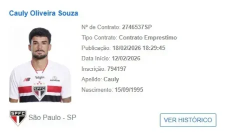 São Paulo agiliza registro de Cauly na CBF