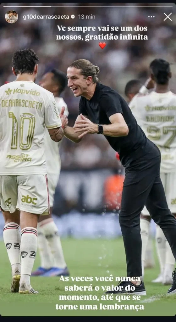 Arrascaeta se despede de Filipe Luís após saída do Flamengo: Sempre será um dos nossos Arrascaeta se despede de Filipe Luís após saída do Flamengo: "Sempre será um dos nossos"