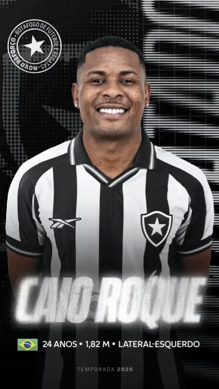 Botafogo anuncia a contratação do lateral Caio Roque, que atuava na Portuguesa