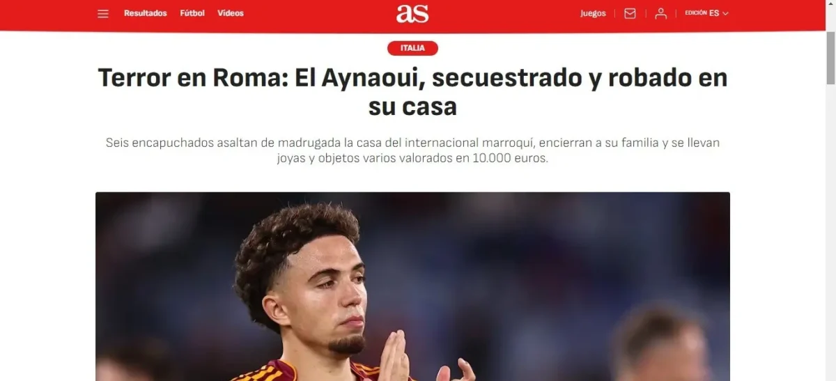 Jogador da Roma sofre assalto à residência com ameaça de arma na Itália, informa jornal