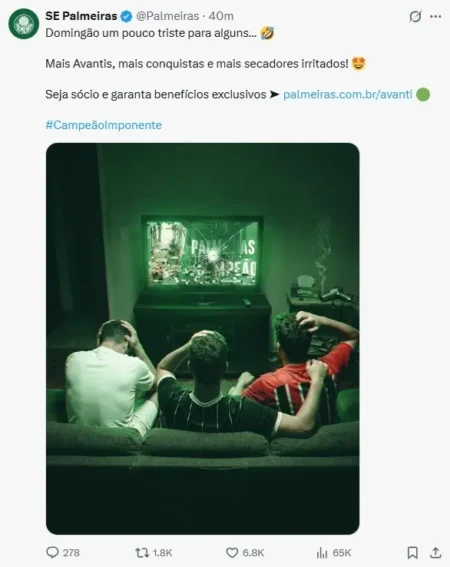 Palmeiras ironiza Corinthians, Santos e São Paulo após título do Paulistão: "Secadores irritados"